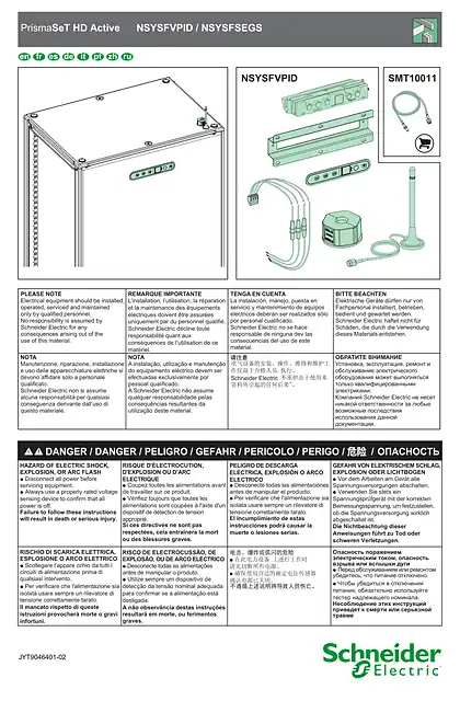 schneider施耐德Instruction Sheet for NSYSFSEGS & NSYSFVPID